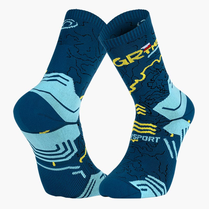 TREK GR TMB COLLECTOR HIGH Polyamide hiking socks Blue/Yellow