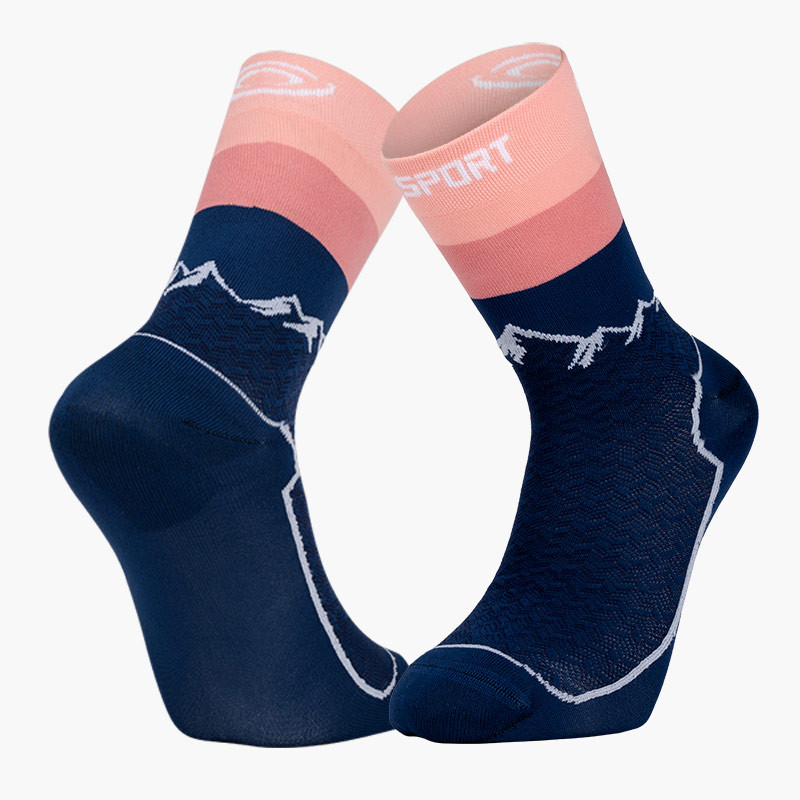 BV SPORT | DOUBLE GR HIGH "POLYAMIDE" Hiking Socks Navy Blue/Pink