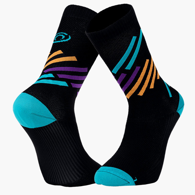 Made in France | Light Run Running High Socks "MIAMI" Black/Turquoise
