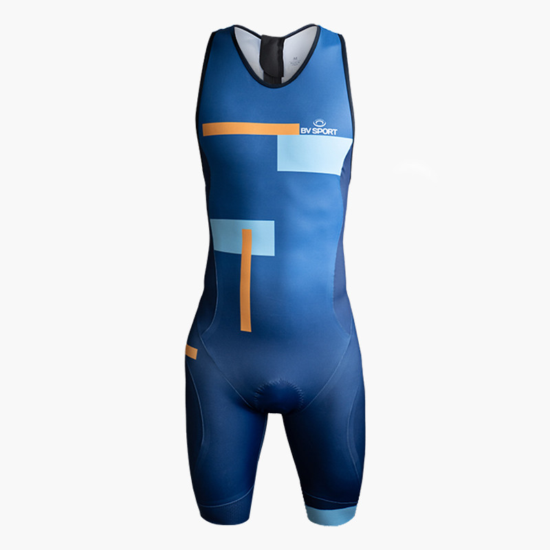 Sleeveless triathlon suit 3X100 blue/orange